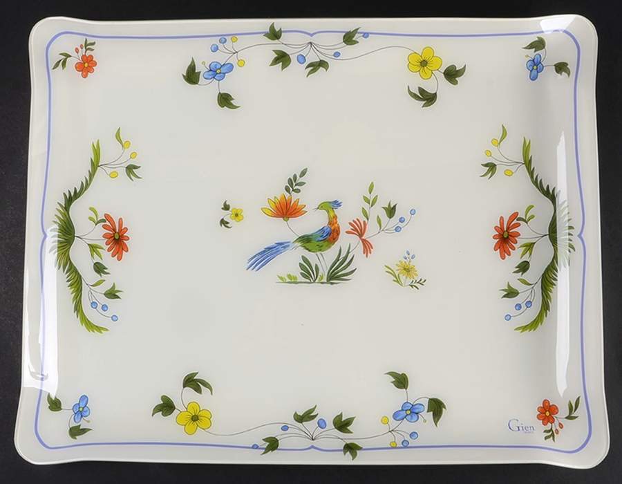 Oiseaux de Paradis 19" Acrylic Rectangular Tray by Faiencerie De Gien-1