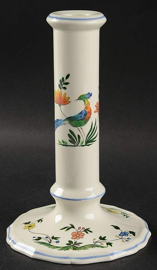 Oiseaux de Paradis Tall Candlestick by Faiencerie De Gien-1