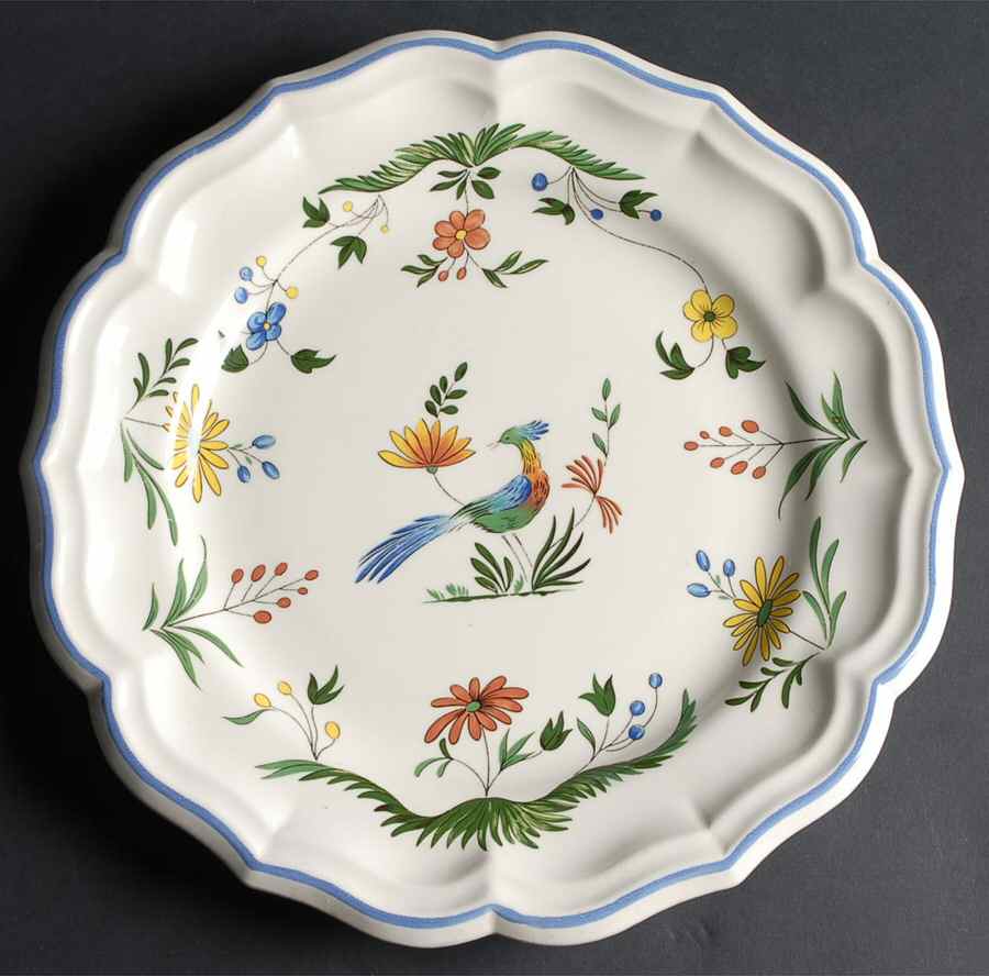 Oiseaux de Paradis 12" Chop Plate (Round Platter) by Faiencerie De Gien-1
