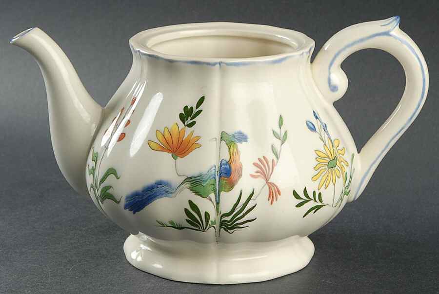 Oiseaux de Paradis Teapot No Lid by Faiencerie De Gien-1