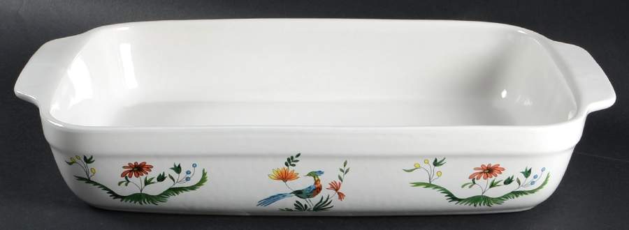 Oiseaux de Paradis 14" Rectangular Baker by Faiencerie De Gien-1