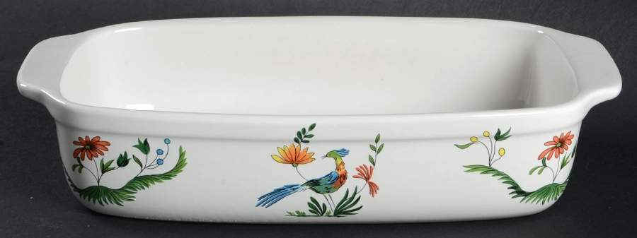 Oiseaux de Paradis 10" Rectangular Baker by Faiencerie De Gien-1