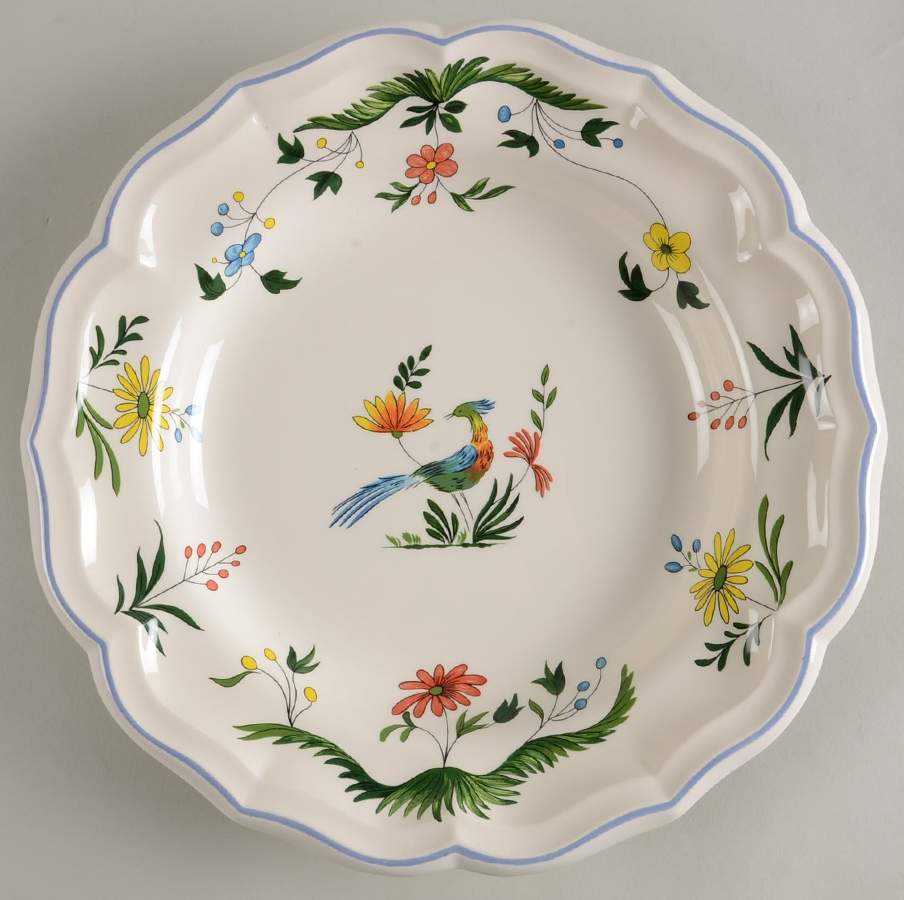 Oiseaux de Paradis Deep Round Platter by Faiencerie De Gien-1