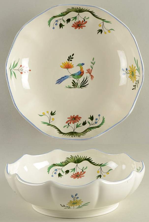 Oiseaux de Paradis 10" Large Salad Serving Bowl by Faiencerie De Gien-1
