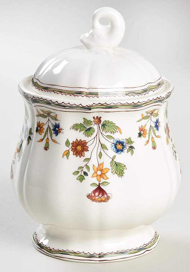 Olerys Sugar Bowl & Lid by Faiencerie De Gien-1