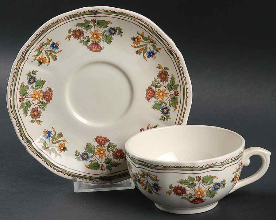 Olerys Flat Cup & Saucer Set by Faiencerie De Gien-1
