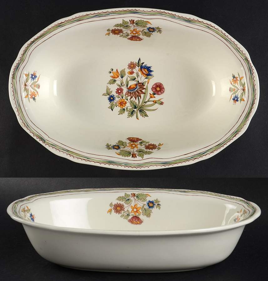 Olerys 10" Oval Vegetable Bowl by Faiencerie De Gien-1