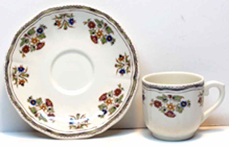 Olerys Flat Demitasse Cup & Saucer Set by Faiencerie De Gien-1