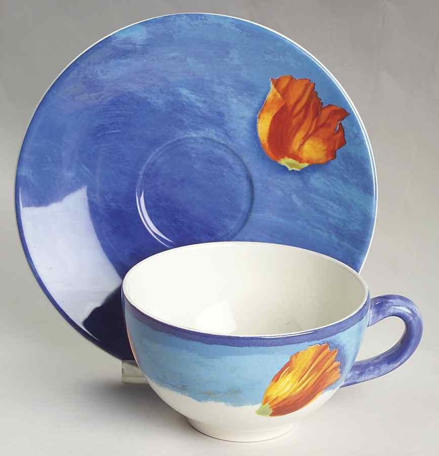 Outremer Breakfast Cup & Saucer Set by Faiencerie De Gien-1