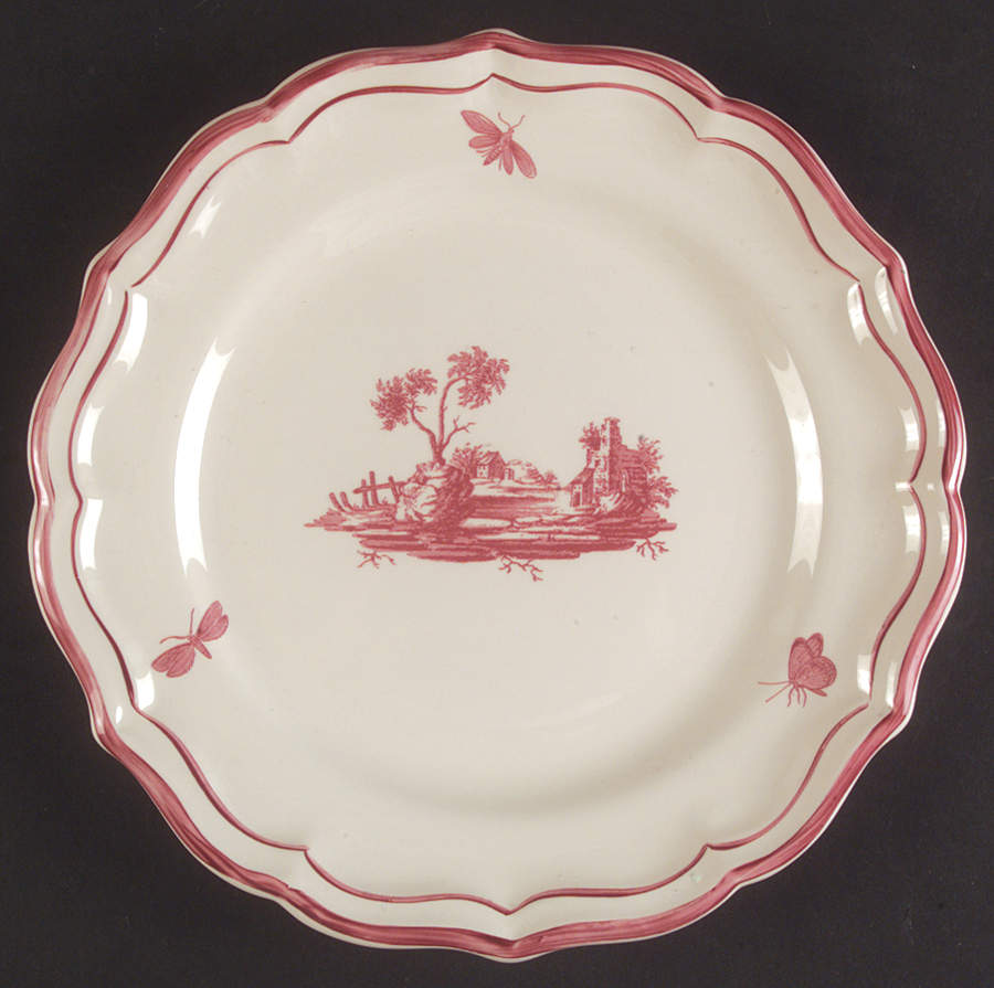 Paysages Rose Dessert/Pie Plate by Faiencerie De Gien-1