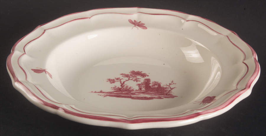Paysages Rose Large Rim Soup Bowl by Faiencerie De Gien-1