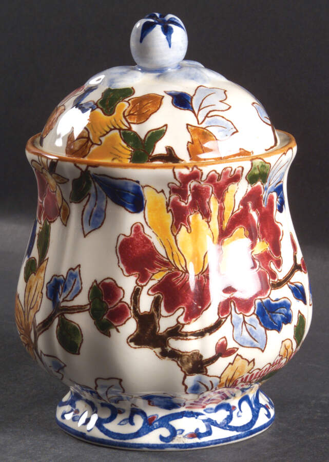 Pivoines Sugar Bowl & Lid by Faiencerie De Gien-1