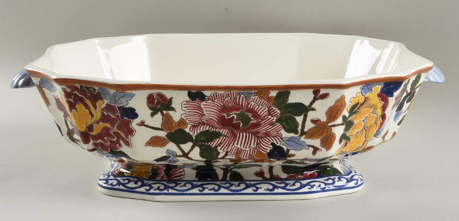 Pivoines Tureen No Lid by Faiencerie De Gien-1