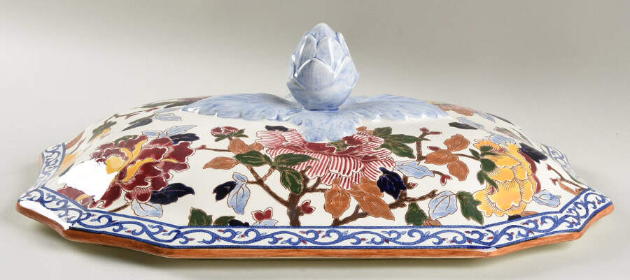 Pivoines Lid for Tureen by Faiencerie De Gien-1