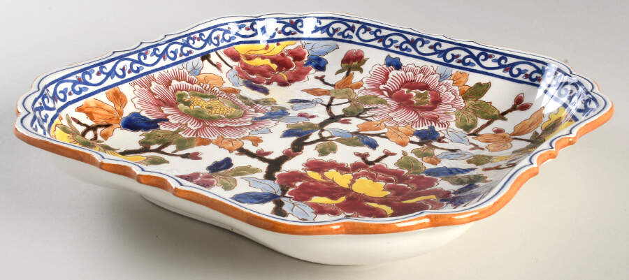Pivoines Large Square Fruit Bowl by Faiencerie De Gien-1