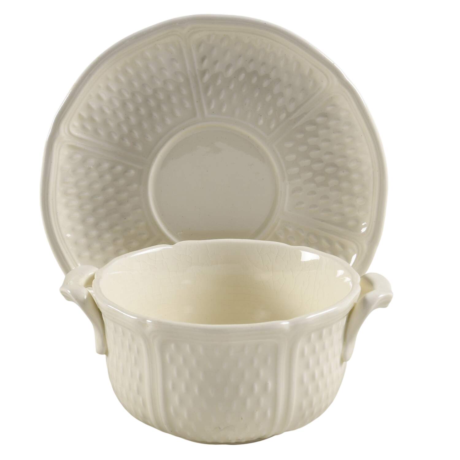 Pont Aux Choux (Cream) Flat Bouillon Cup & Saucer by Faiencerie De Gien-1