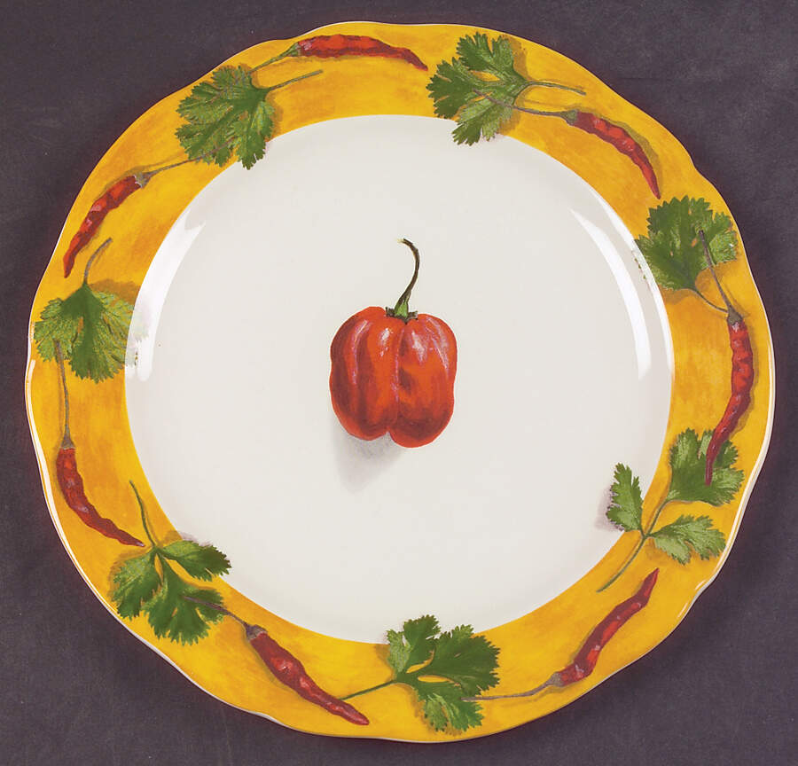 Poivre Et Sel Yellow Salad/Dessert Plate by Faiencerie De Gien-1