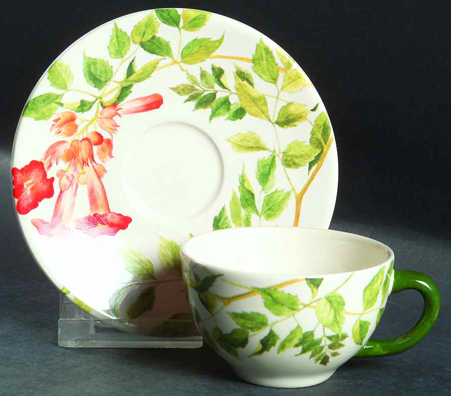 Ramades Flat Demitasse Cup & Saucer Set by Faiencerie De Gien-1