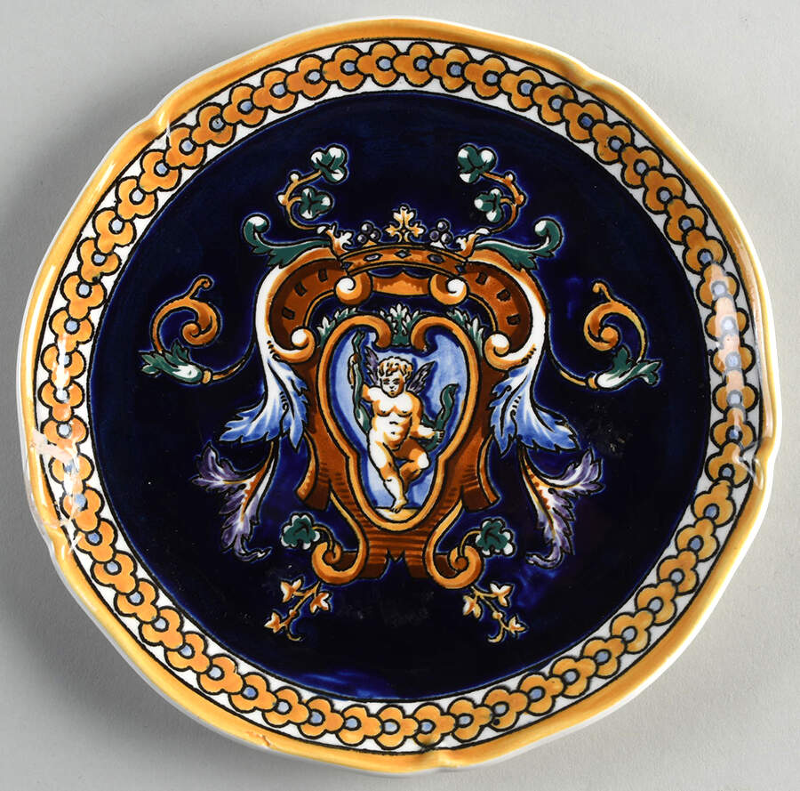 Renaissance Fond Blue Salad Plate by Faiencerie De Gien-1