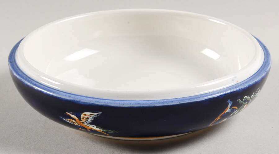 Renaissance Fond Blue 6" Candy Box No Lid by Faiencerie De Gien-1