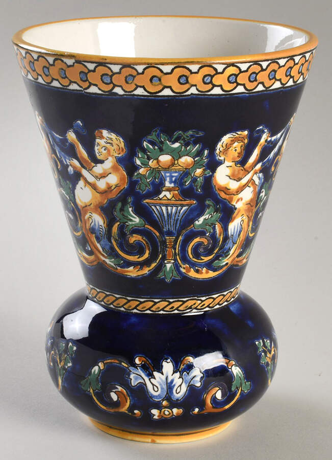 Renaissance Fond Blue 6" Vase by Faiencerie De Gien-1