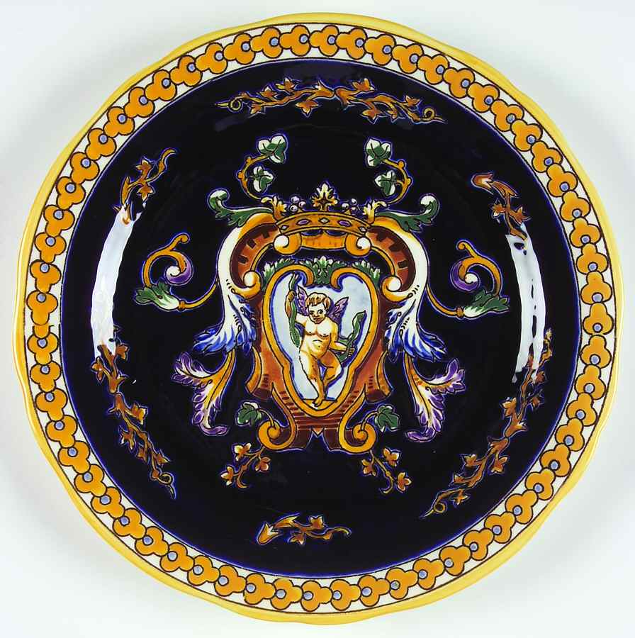 Renaissance Fond Blue Dessert/Pie Plate by Faiencerie De Gien-1