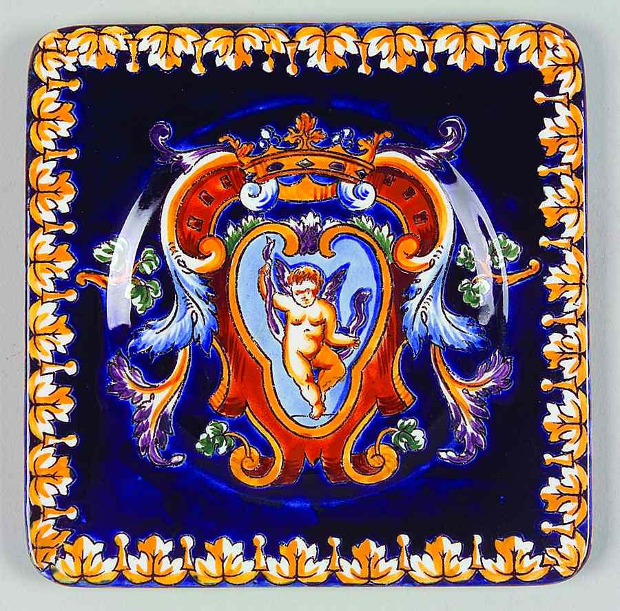Renaissance Fond Blue Square Bread & Butter Plate by Faiencerie De Gien-1