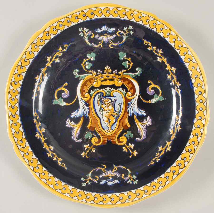 Renaissance Fond Blue Dinner Plate by Faiencerie De Gien-1