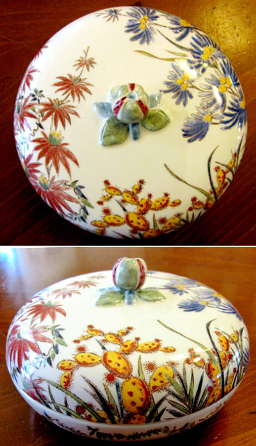 Tamarin 6" Candy Box with Lid by Faiencerie De Gien-1