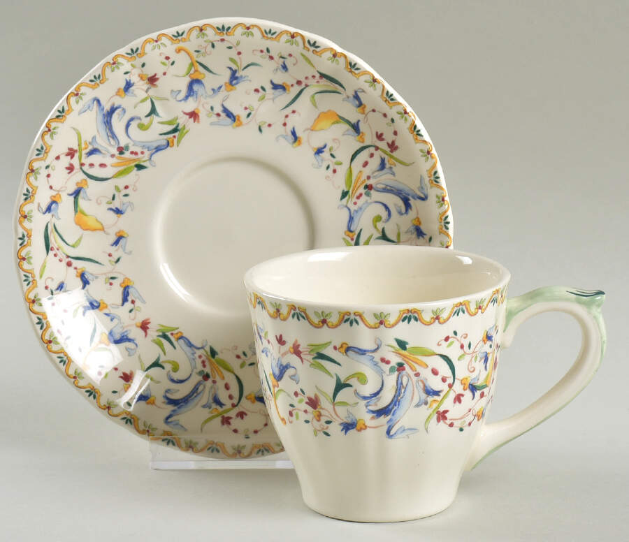 Toscana Flat Cup & Saucer Set by Faiencerie De Gien-1