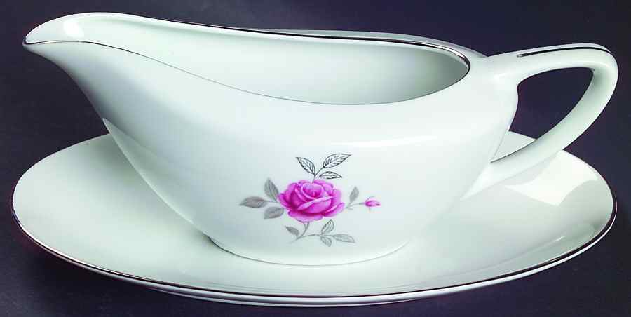 Petite Rose Gravy Boat & Underplate/Relish by Gildhar-1