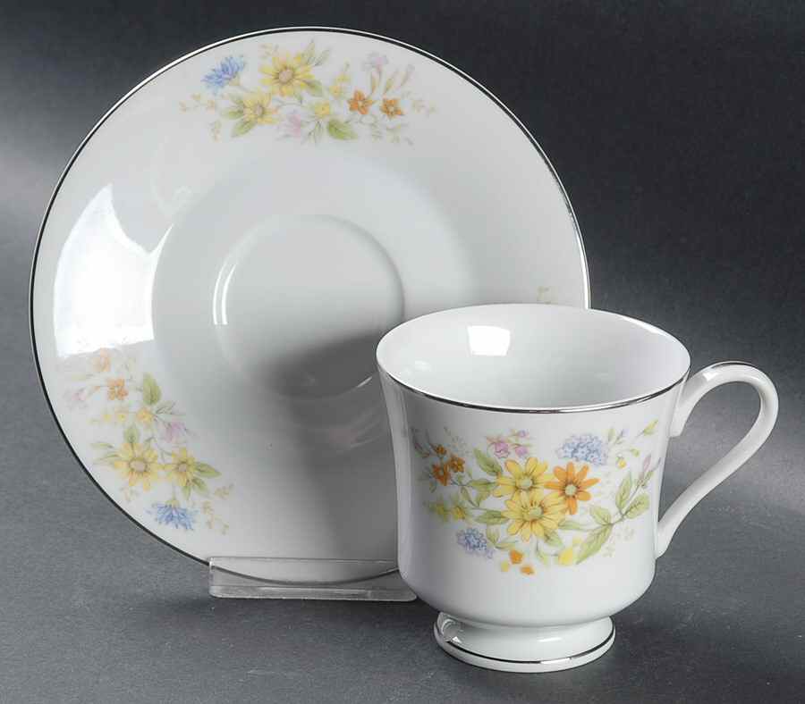Spring Boquet Footed Cup & Saucer Set by Gildhar-1