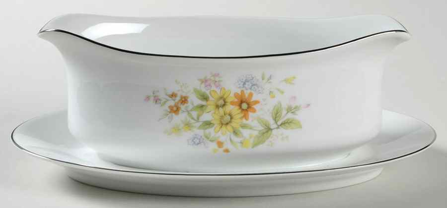 Spring Boquet Gravy Boat with Attached Underplate by Gildhar-1