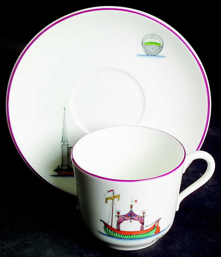 Acquarelli Flat Cup & Saucer Set by Ginori 1735-1