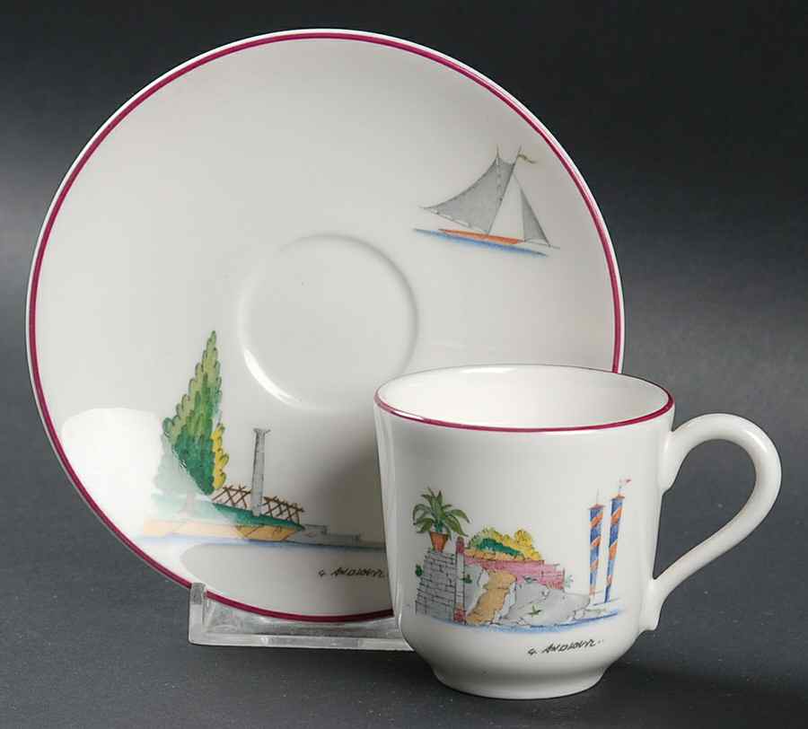 Acquarelli Flat Demitasse Cup & Saucer Set by Ginori 1735-1