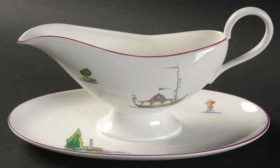 Acquarelli Gravy Boat with Attached Underplate by Ginori 1735-1