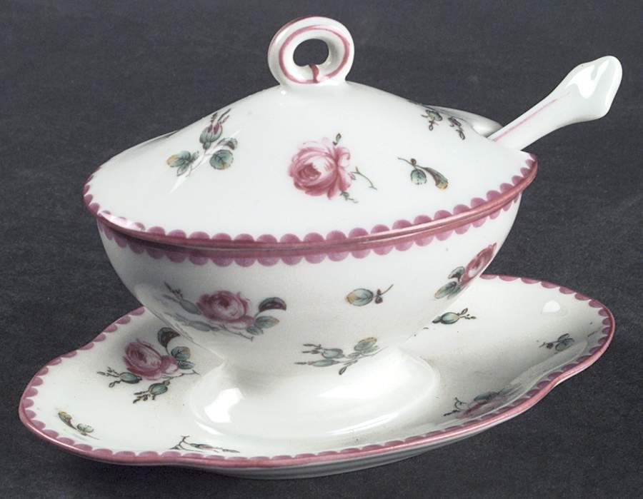 Amalfi Oval Mustard w/Lid, Attached Underplate & Spoon by Ginori 1735-1