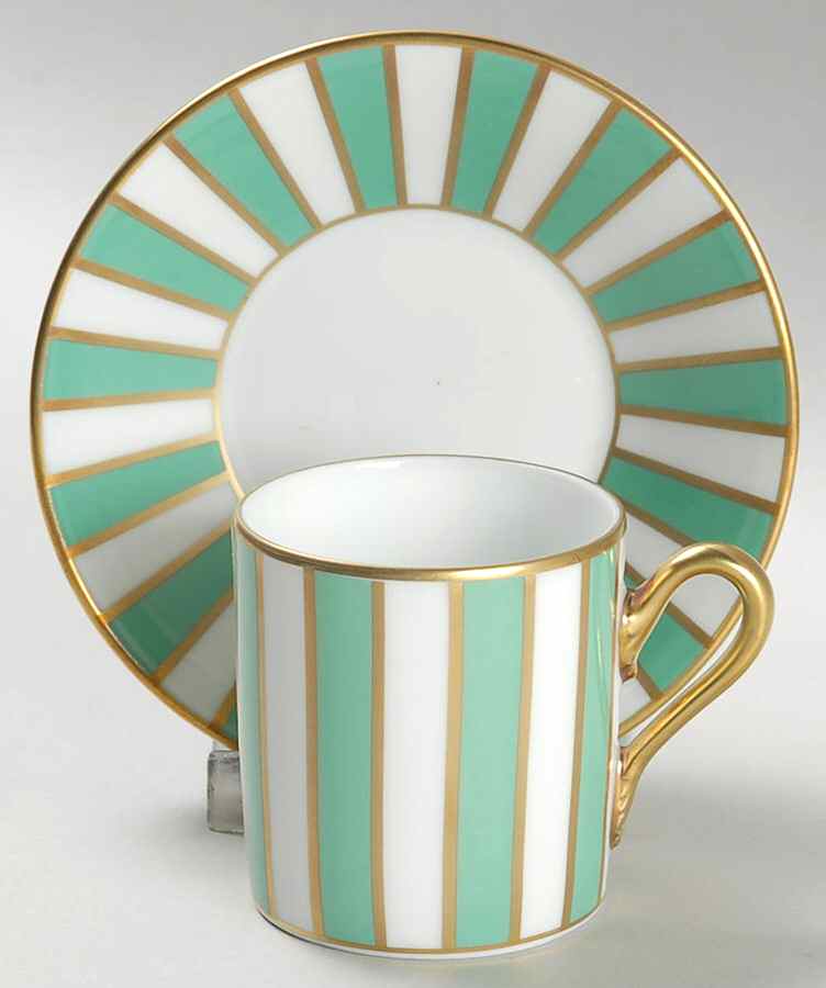 Amadeus Green Flat Demitasse Cup & Saucer Set by Ginori 1735-1