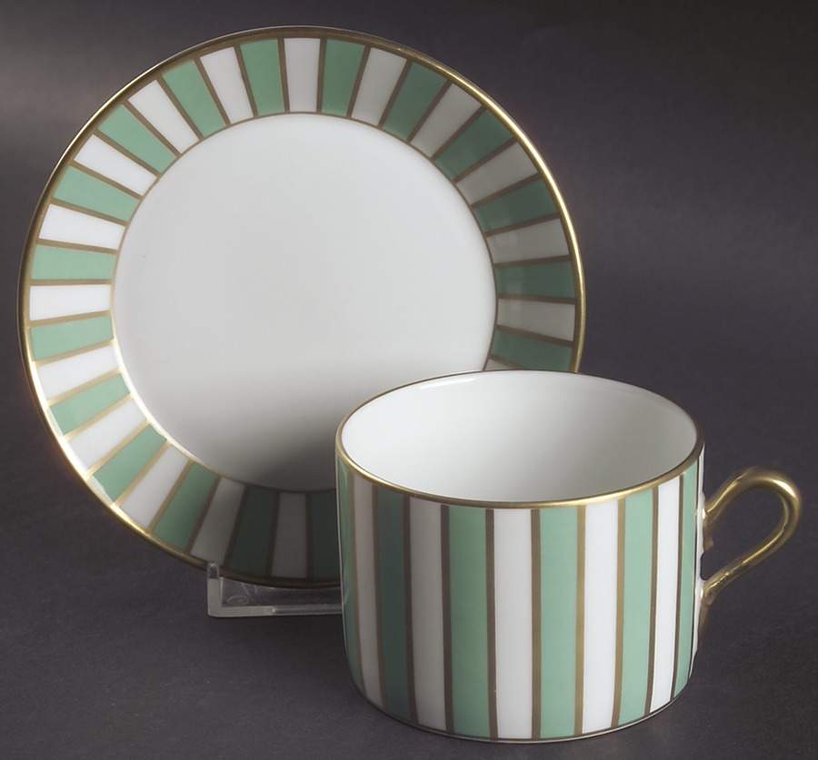 Amadeus Green Flat Cup & Saucer Set by Ginori 1735-1