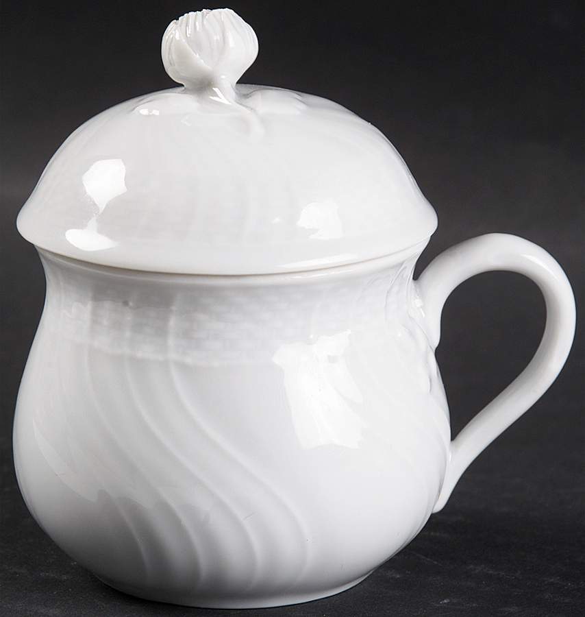 Bianco White (Vecchio Ginori Shape) Pot de Creme (2 Pc)-Lid & Base by Ginori 1735-1