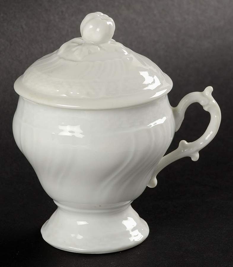 Bianco White (Vecchio Ginori Shape) 2 Pc Pot de Creme w/Lid & Base by Ginori 1735-1