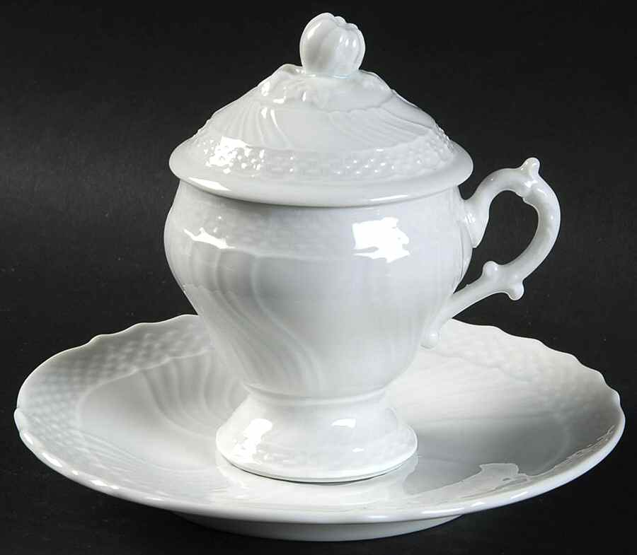 Bianco White (Vecchio Ginori Shape) 3-Piece Pot de Creme with Underplate by Ginori 1735-1