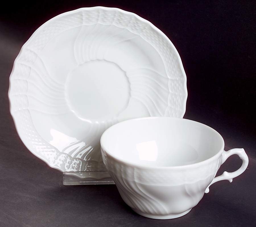 Bianco White (Vecchio Ginori Shape) Flat Cup & Saucer Set by Ginori 1735-1