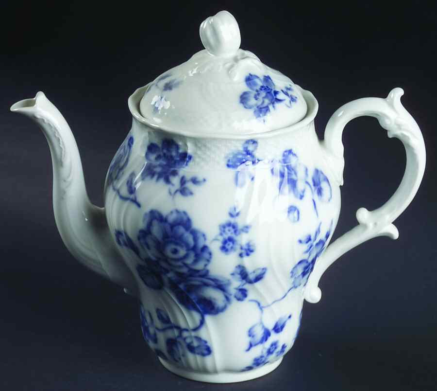 Blue Rose Coffee Pot & Lid by Ginori 1735-1