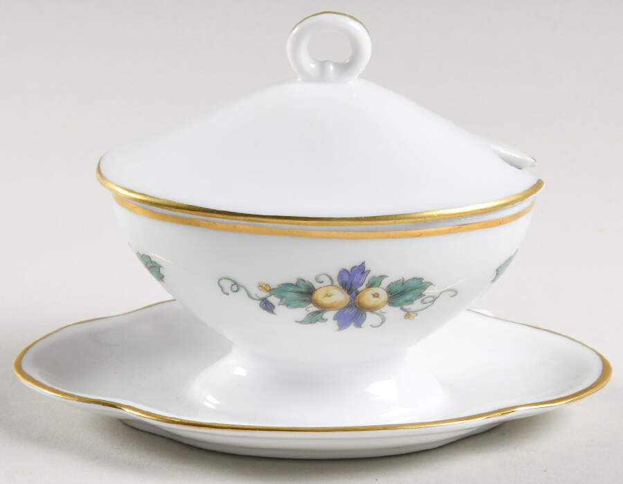Capri (Smooth Edge) Oval Mustard W/Lid & Attached Underplate by Ginori 1735-1