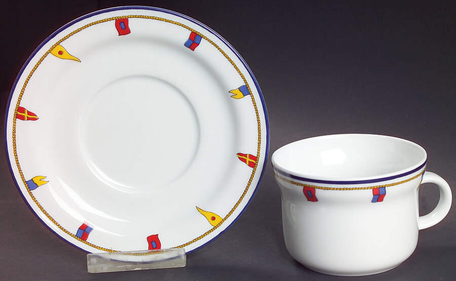 Clipper Flat Cup & Saucer Set by Ginori 1735-1
