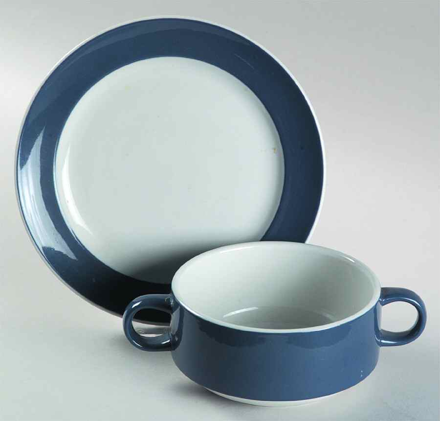 Colonna Flat Cream Soup Bowl & Saucer Set by Ginori 1735-1