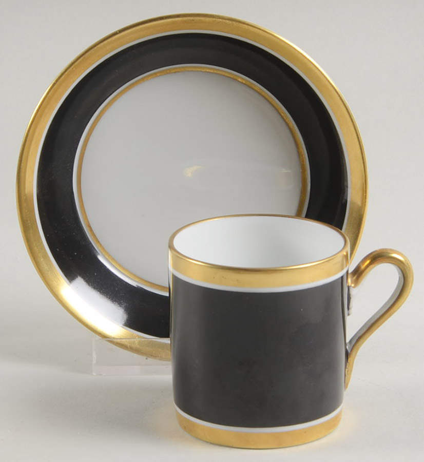 Contessa Black Flat Demitasse Cup & Saucer Set by Ginori 1735-1