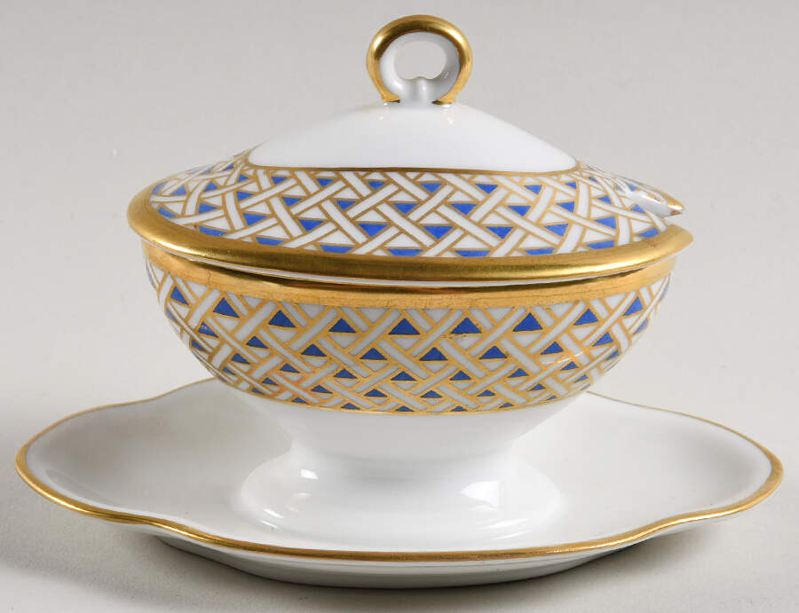 Diamante Diamanti Oval Mustard W/Lid & Attached Underplate by Ginori 1735-1
