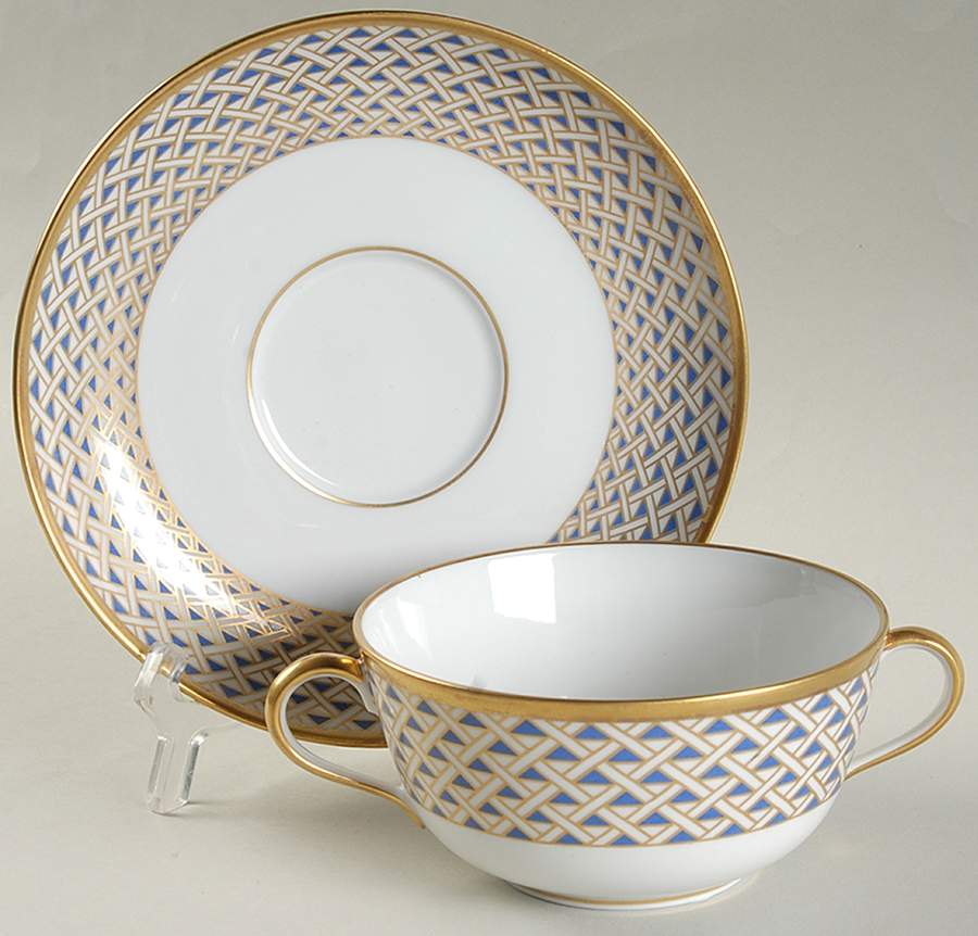 Diamante Diamanti Flat Cream Soup Bowl & Saucer Set by Ginori 1735-1